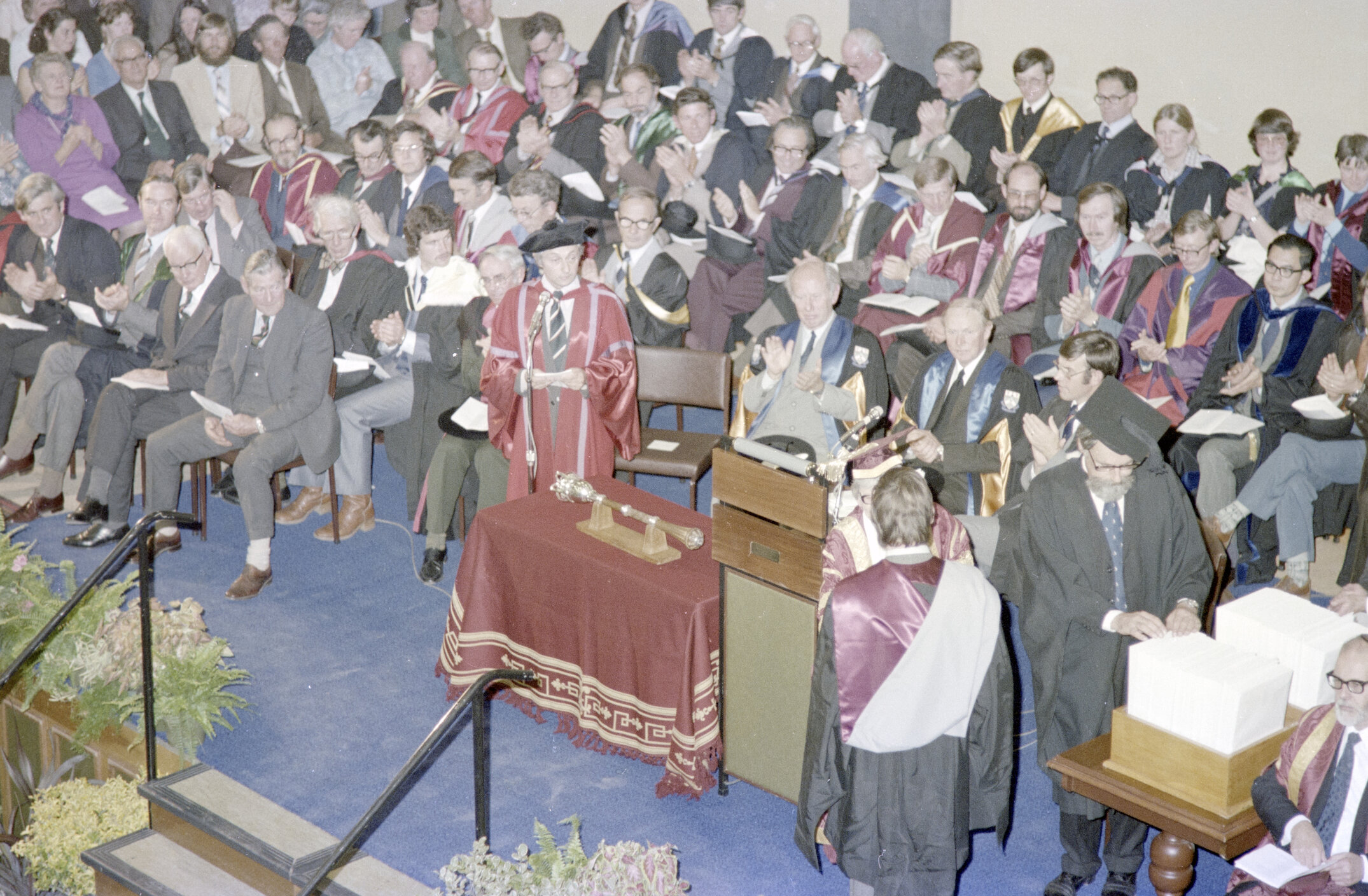 Chancellor Jean M. Herbison Presenting a Degree Certificate at Graduation 09 May 1980 02