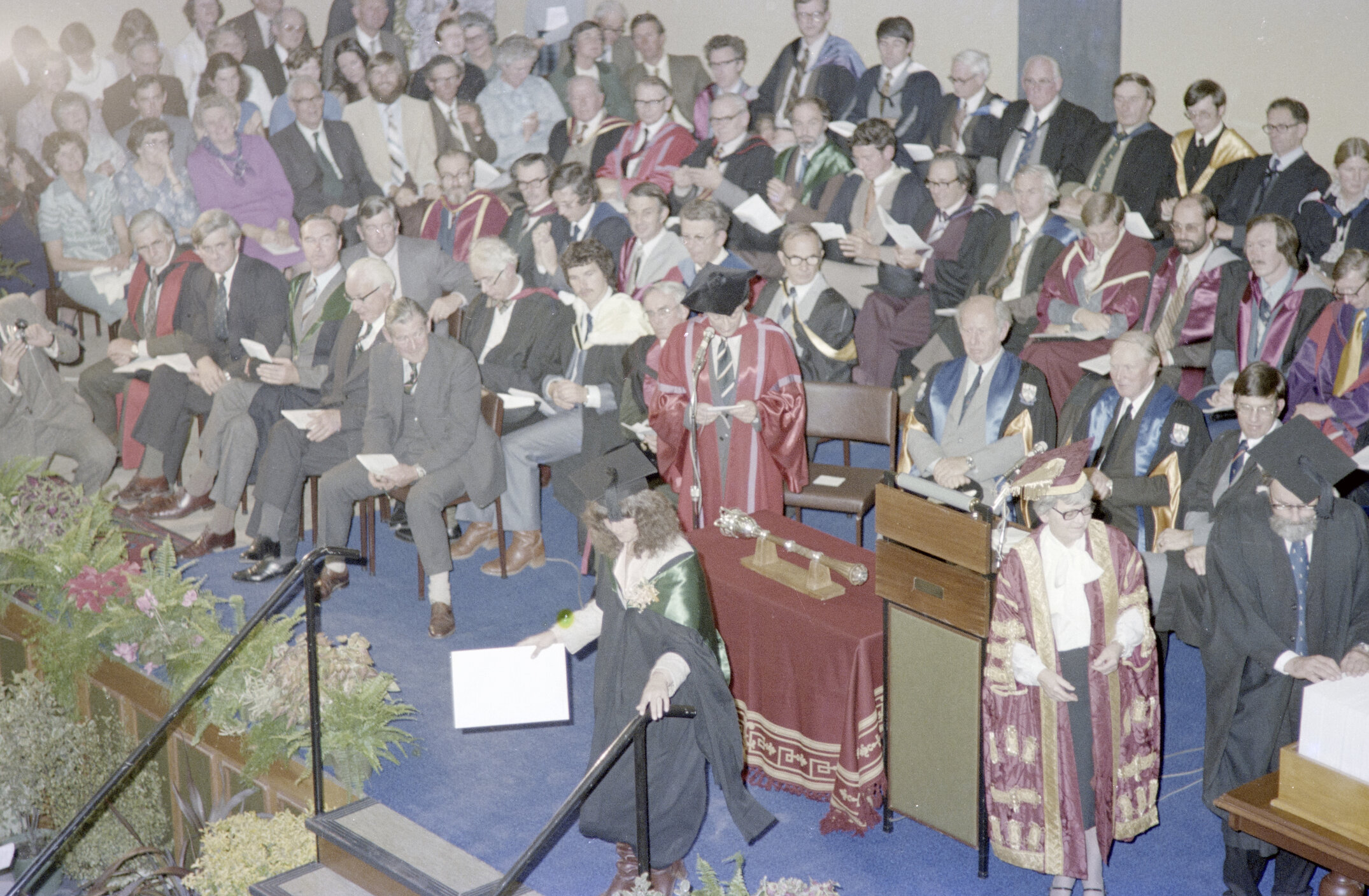 Chancellor Jean M. Herbison Presenting a Degree Certificate at Graduation 09 May 1980 03