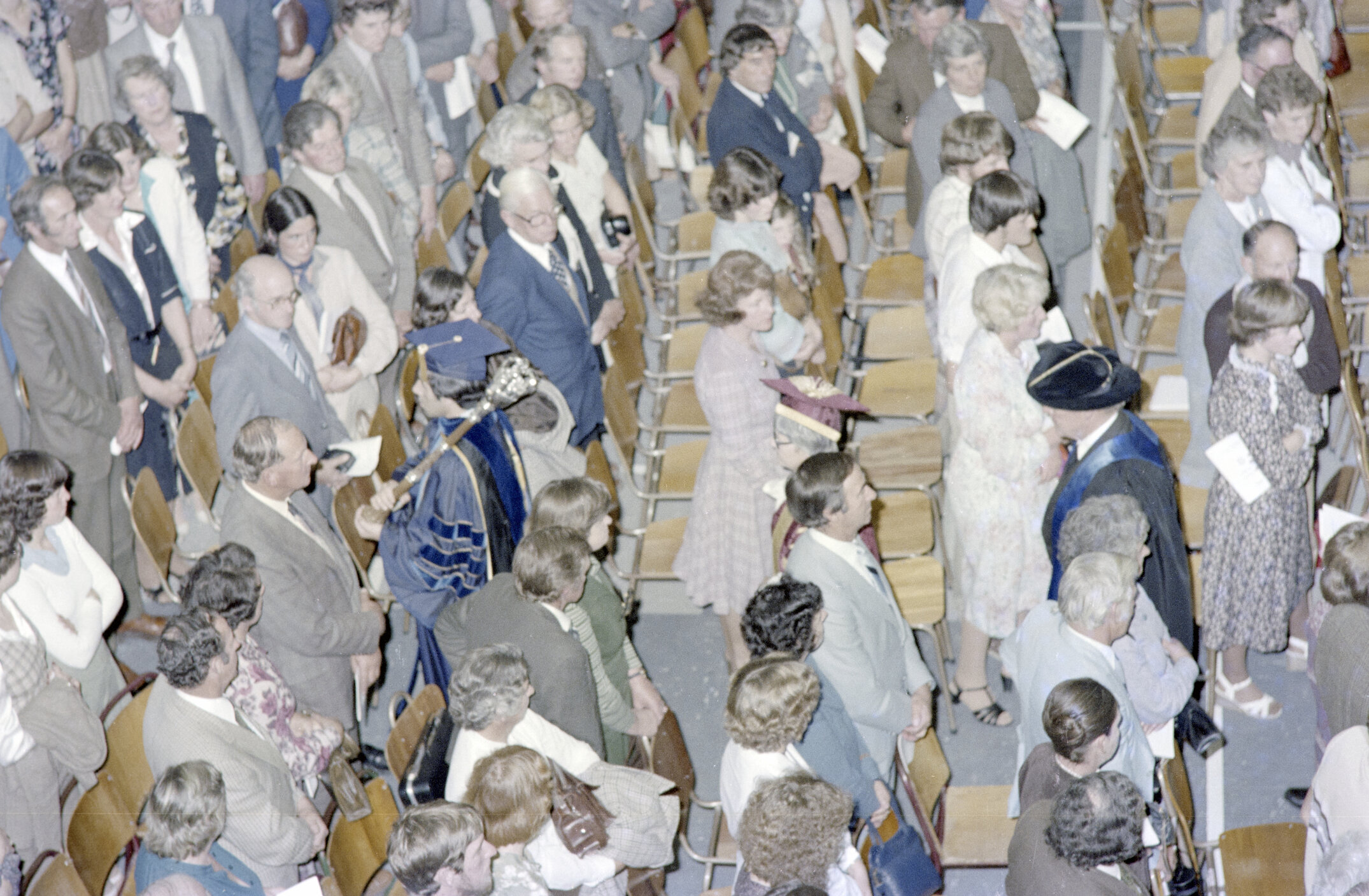 Sidney M. Hurst, Chairman of the College and Canterbury Chancellor Jean M. Herbison Council Departing Gillespie Hall Following the Lincoln College Graduation Ceremony, 09 May 1980
