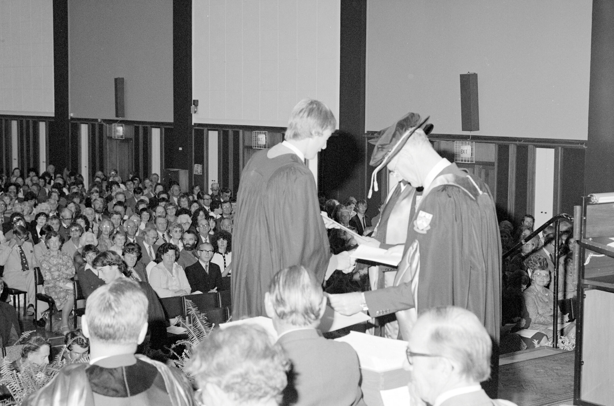 Presentation of Degree Certificate at Lincoln College Graduation Ceremony, 1982