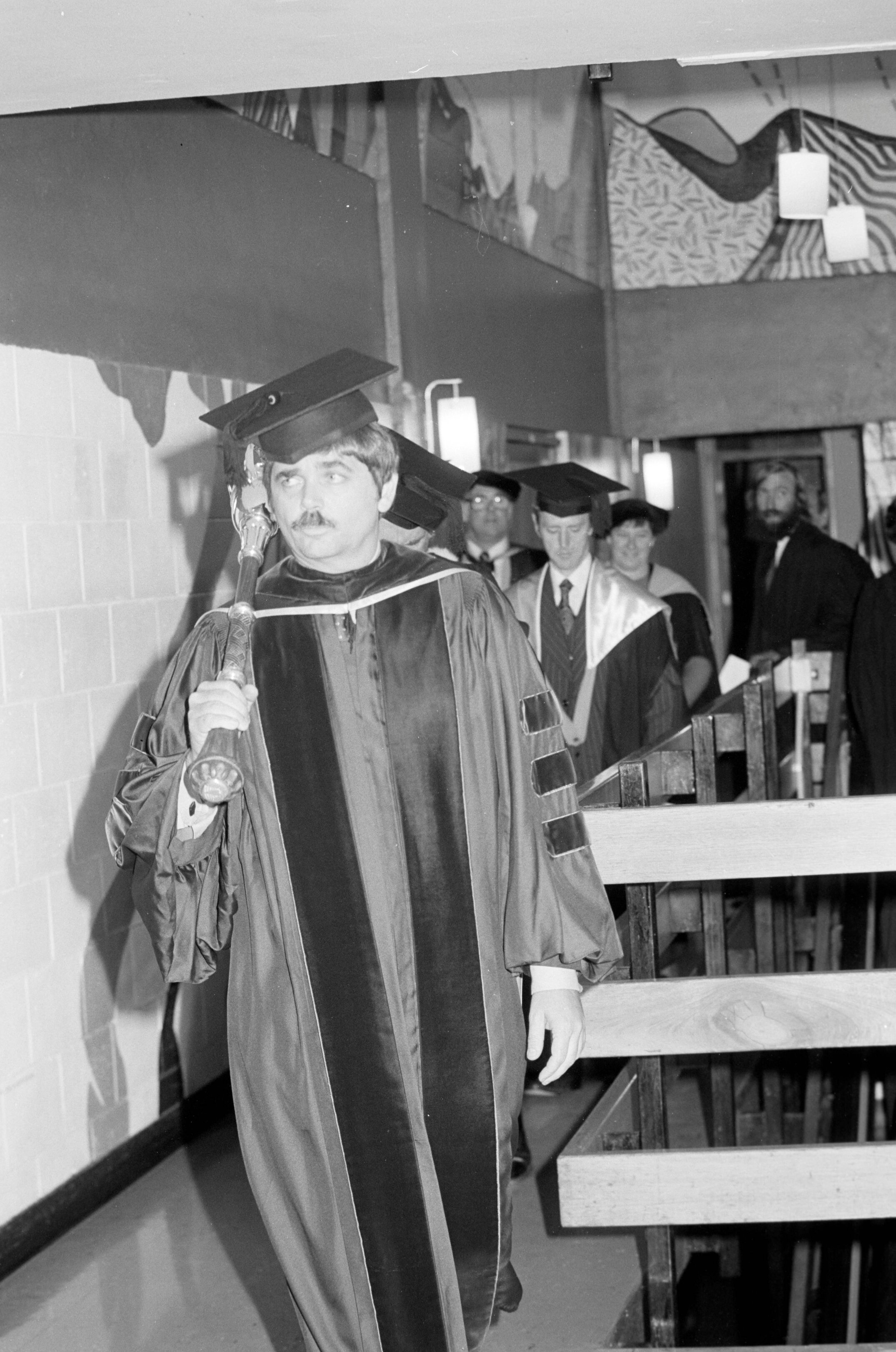 Academic Procession Leaving Gillespie Hall after Graduation, 10 May 1985