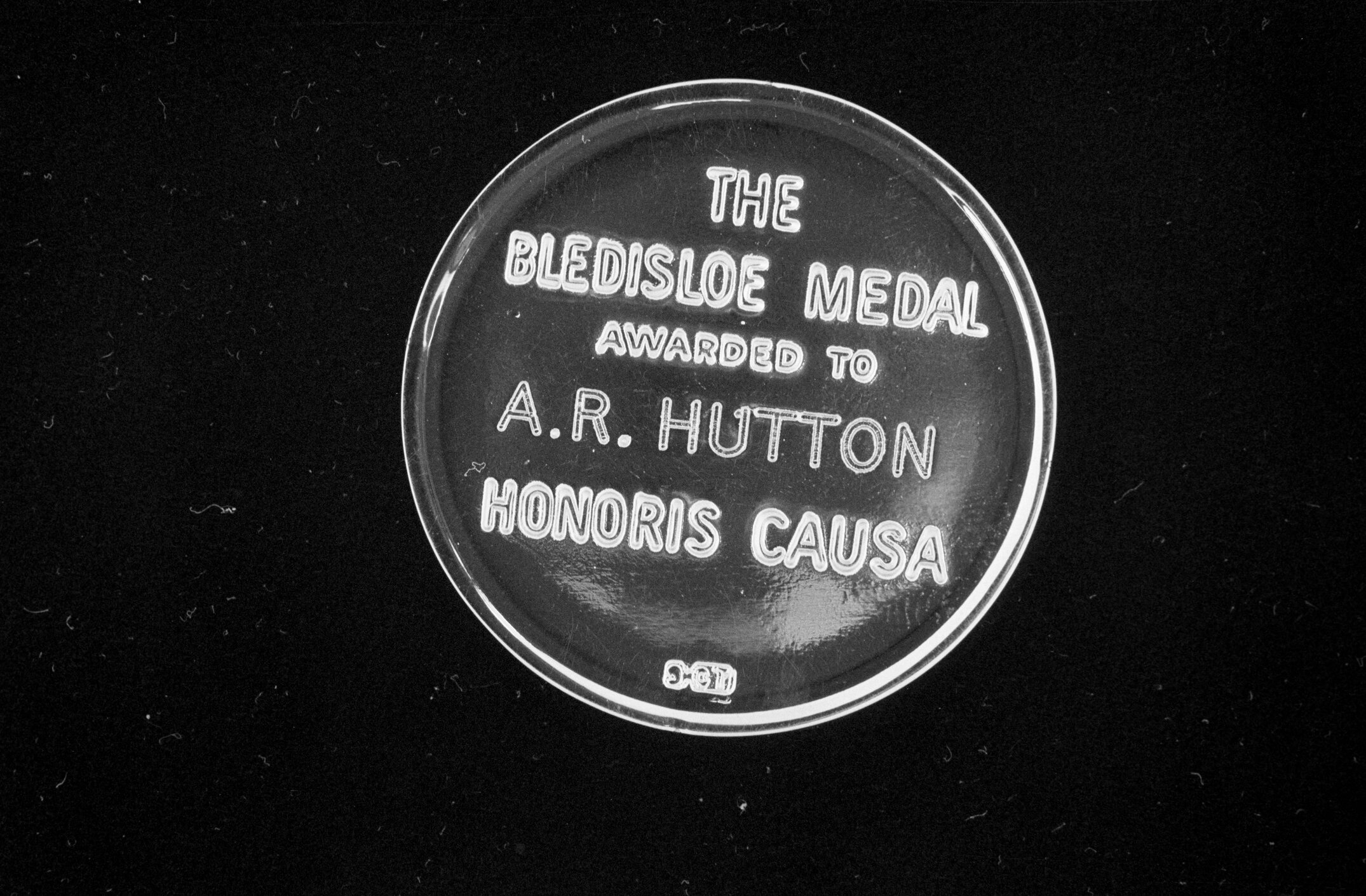 Bledisloe Medal Inscribed for A. R. Hutton, 1984