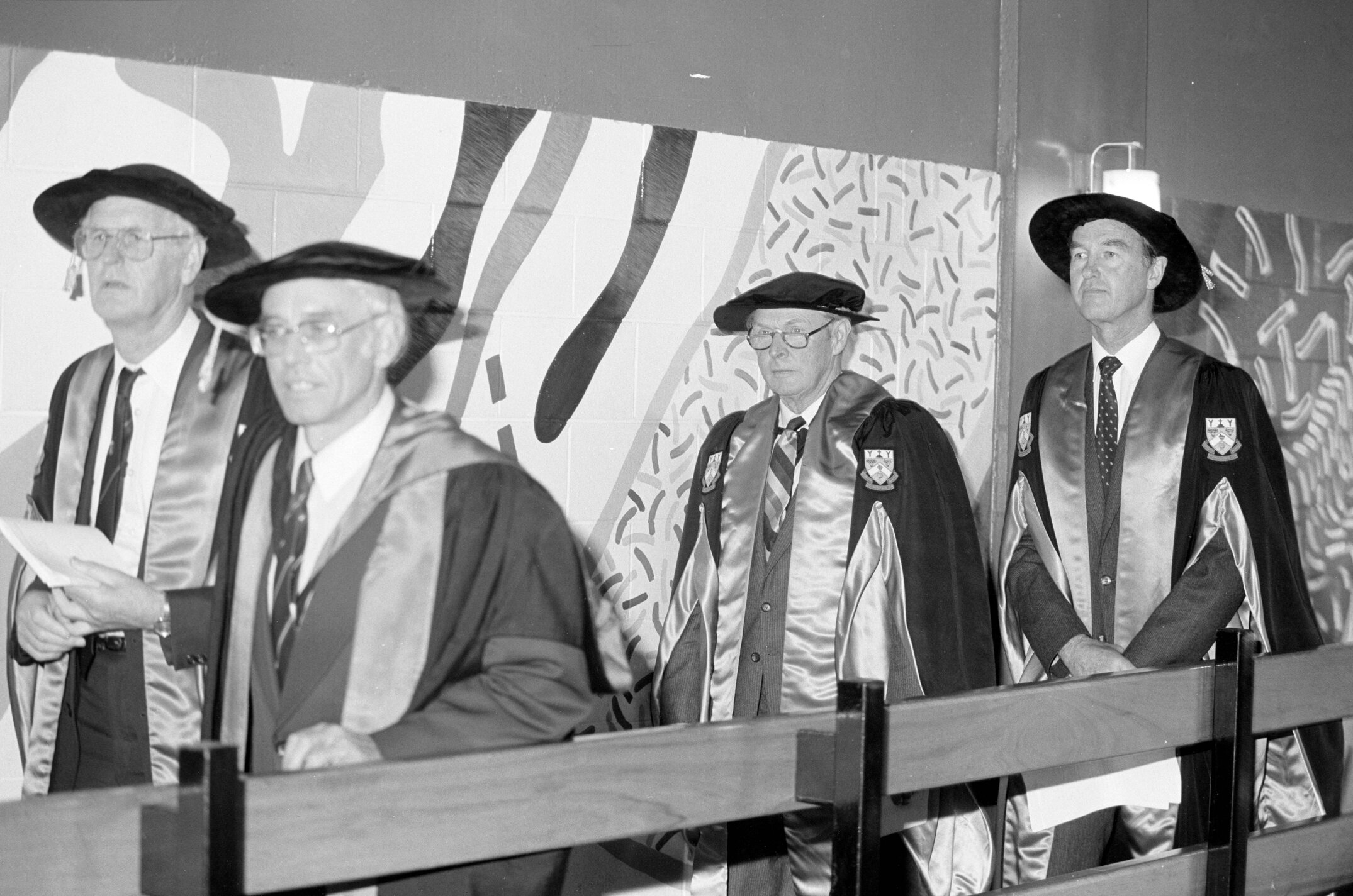 Professor J. G. H. White, M.Agr.Sc, College Council Chairman S.M. Hurst and Principal B.J. Ross Leaving Graduation Ceremony S.M. Hurst, 10 May 1985