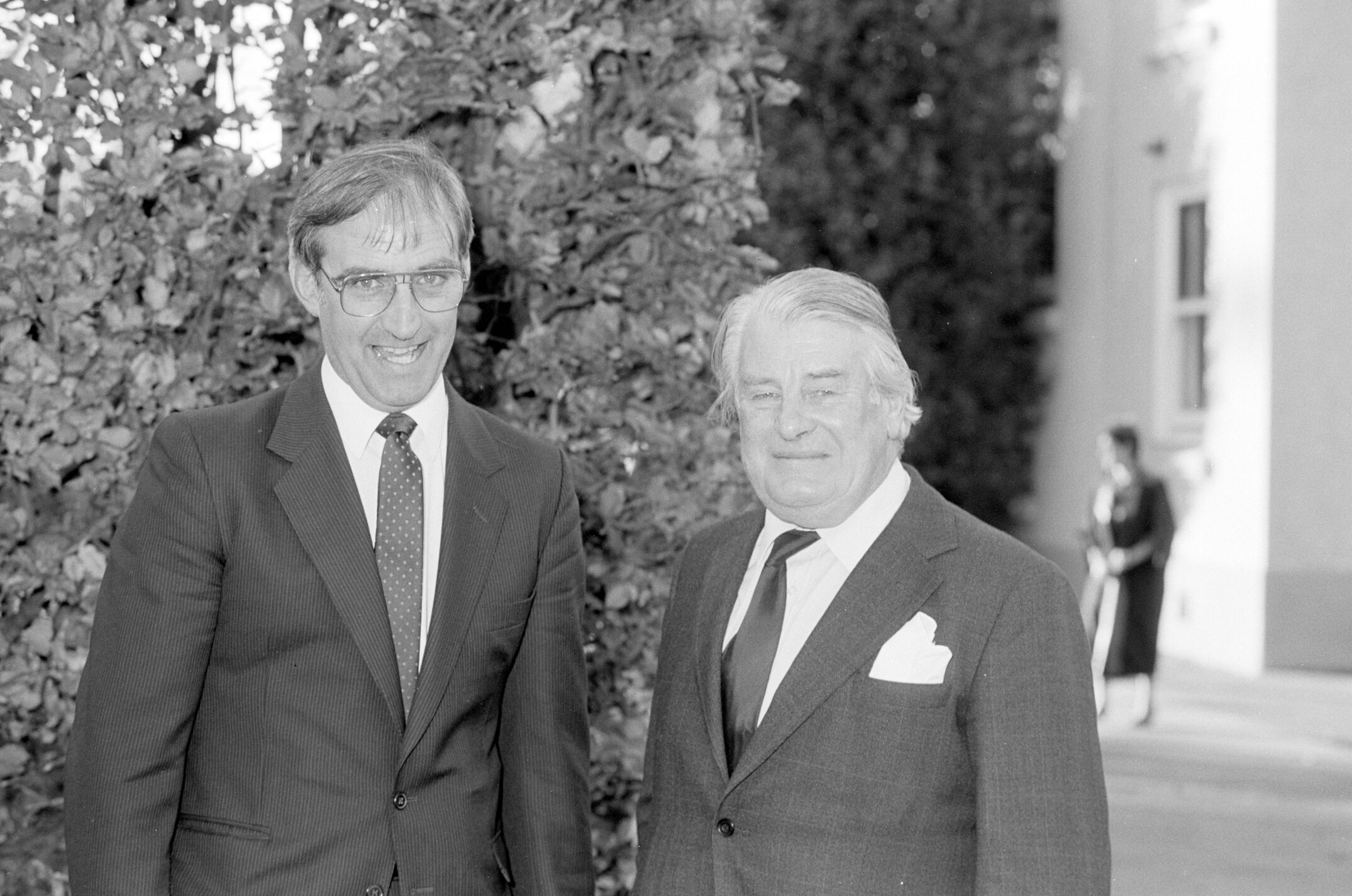 Bledisloe Medallist Colin James (Jas) McKenzie and Professor Bryan Philpot, May 1985
