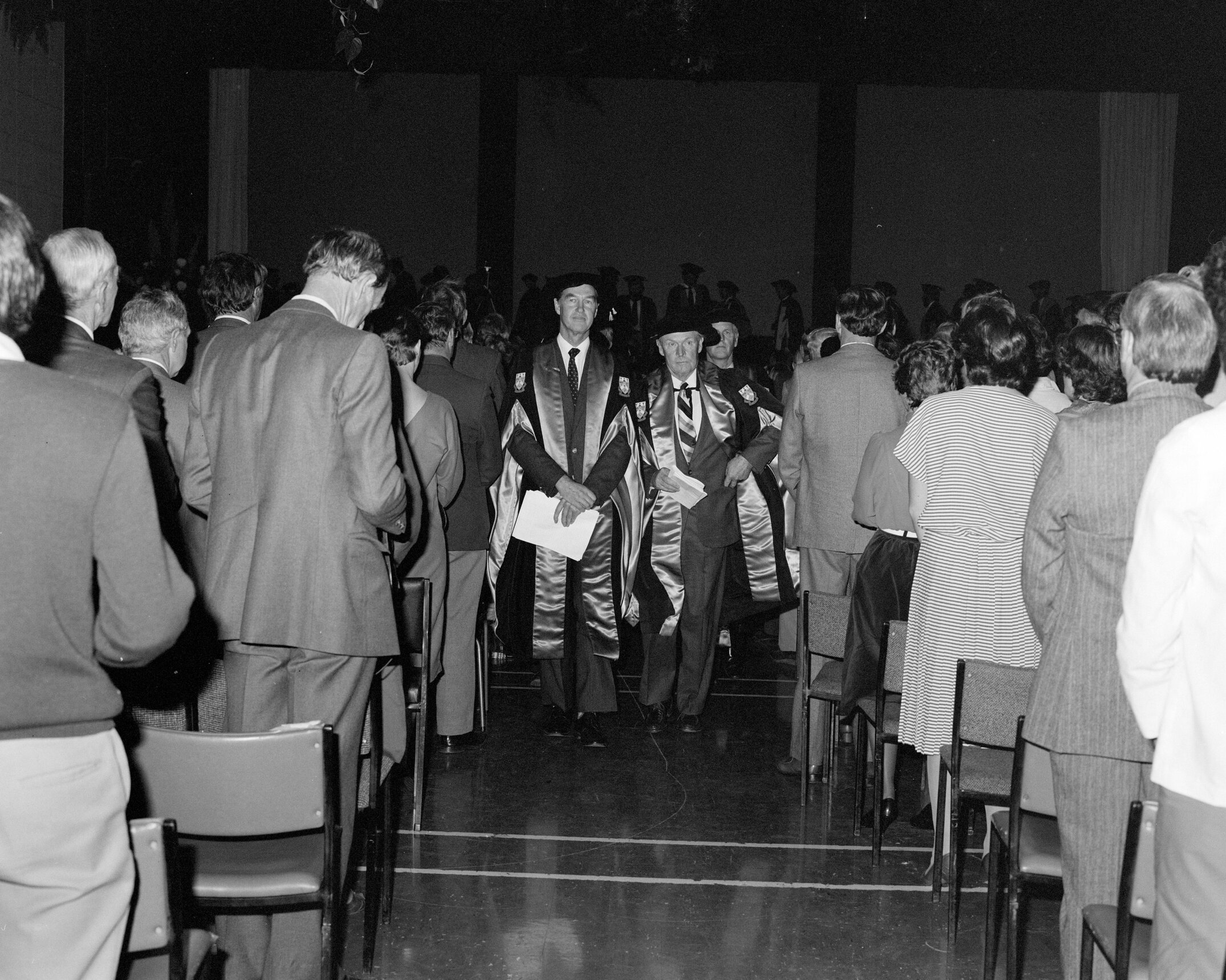 Professor B.J. Ross and Mr S.M. Hurst Departing the Graduation Ceremony, 1985 01