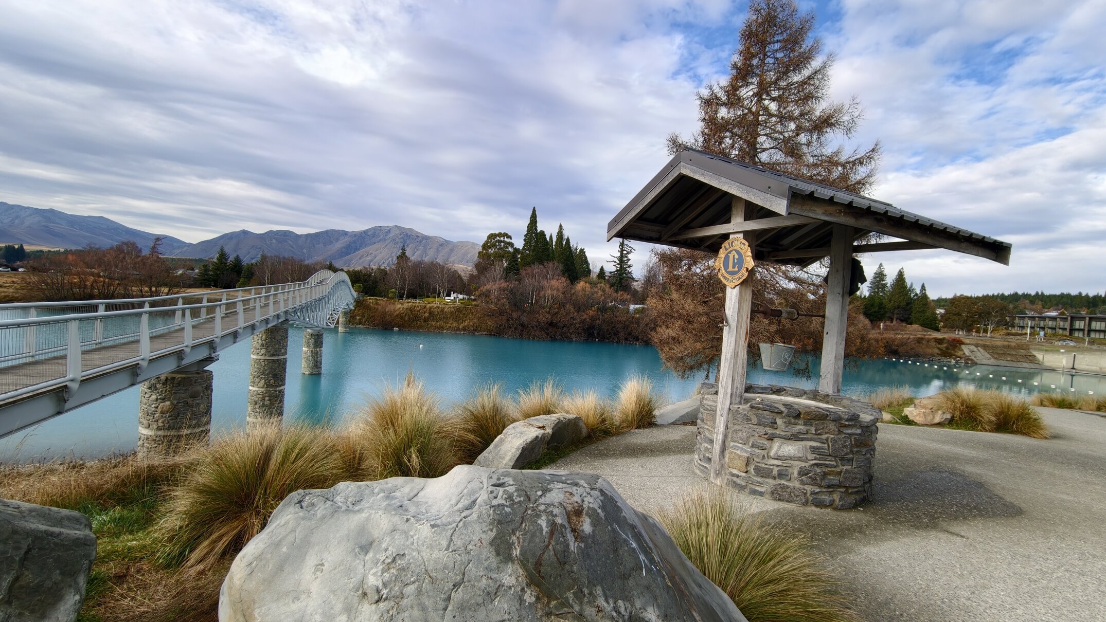Maclaren Footbridge and Wishing Well at Lake Tekapo