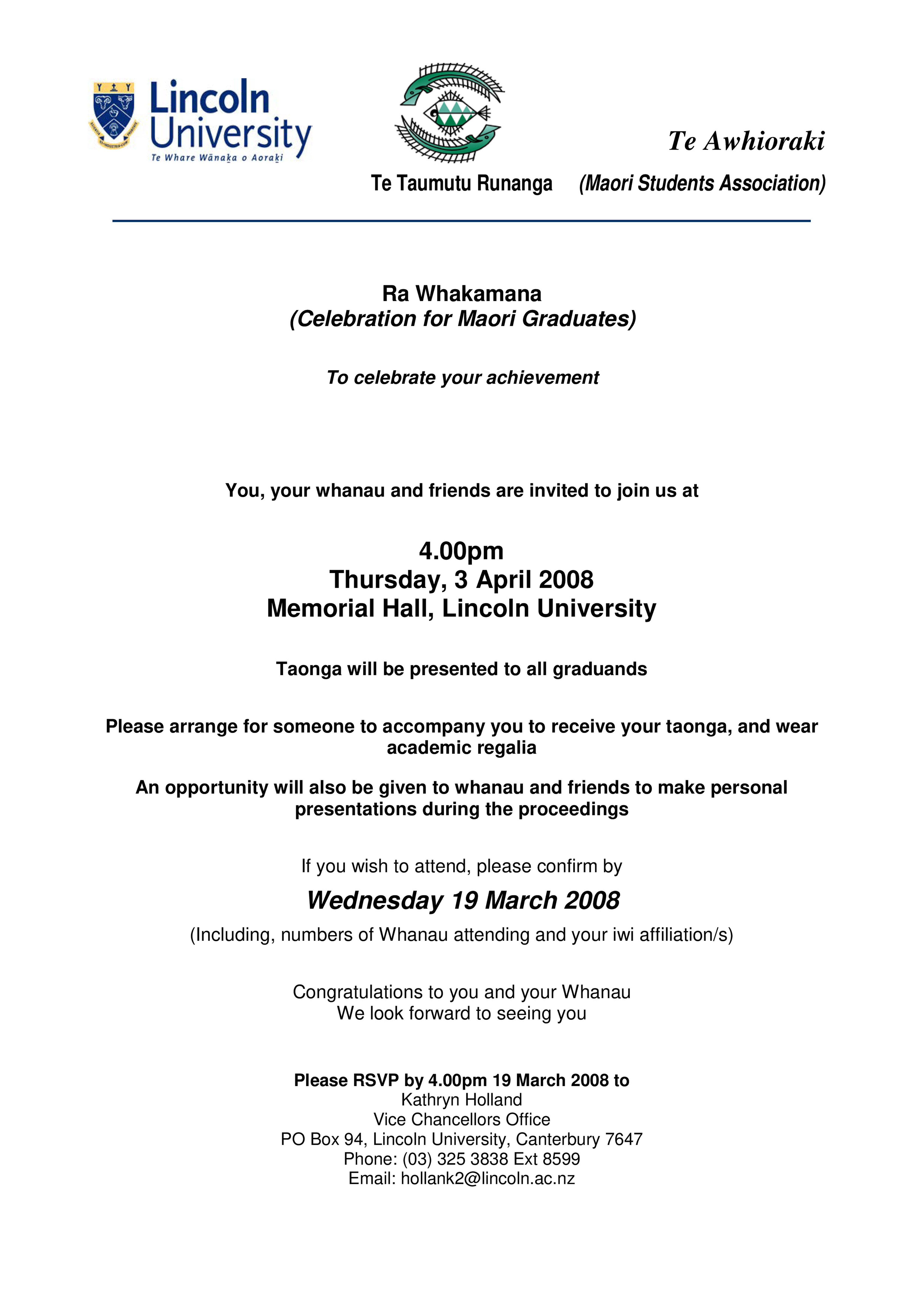 2008 Ra Whakamana Invitation