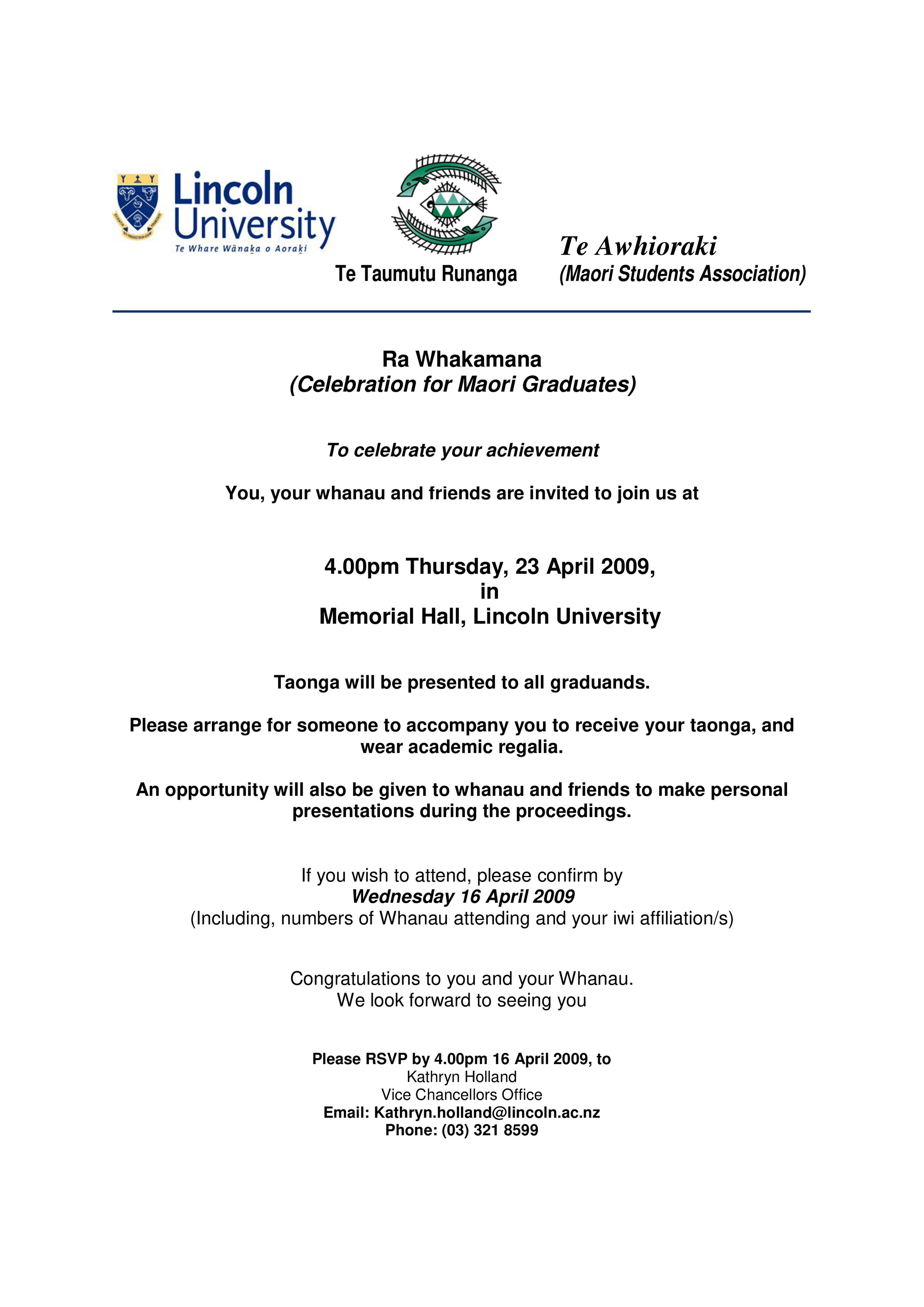 2009 Ra Whakamana Invitation