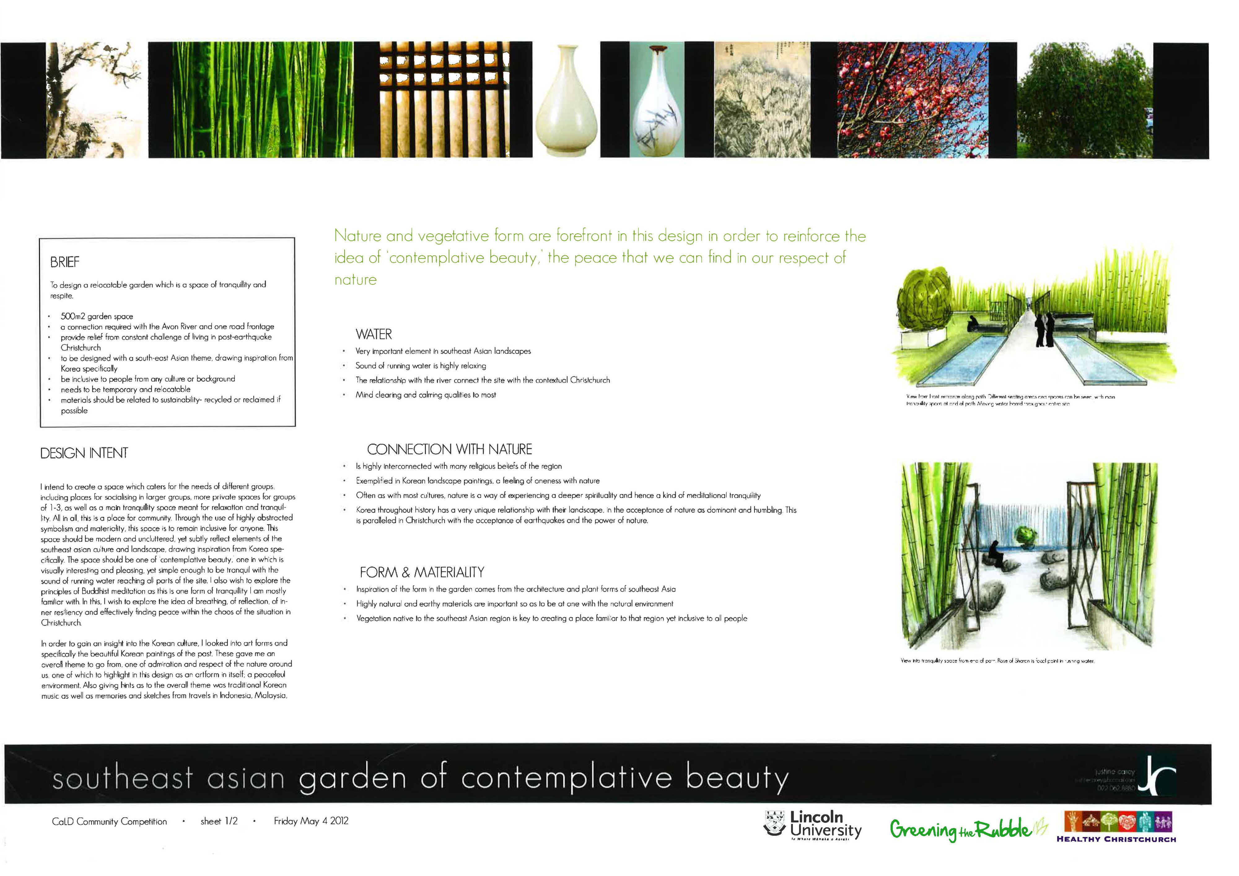 The concept design for the South and East Asia Garden (3rd Place) by Justine Carey