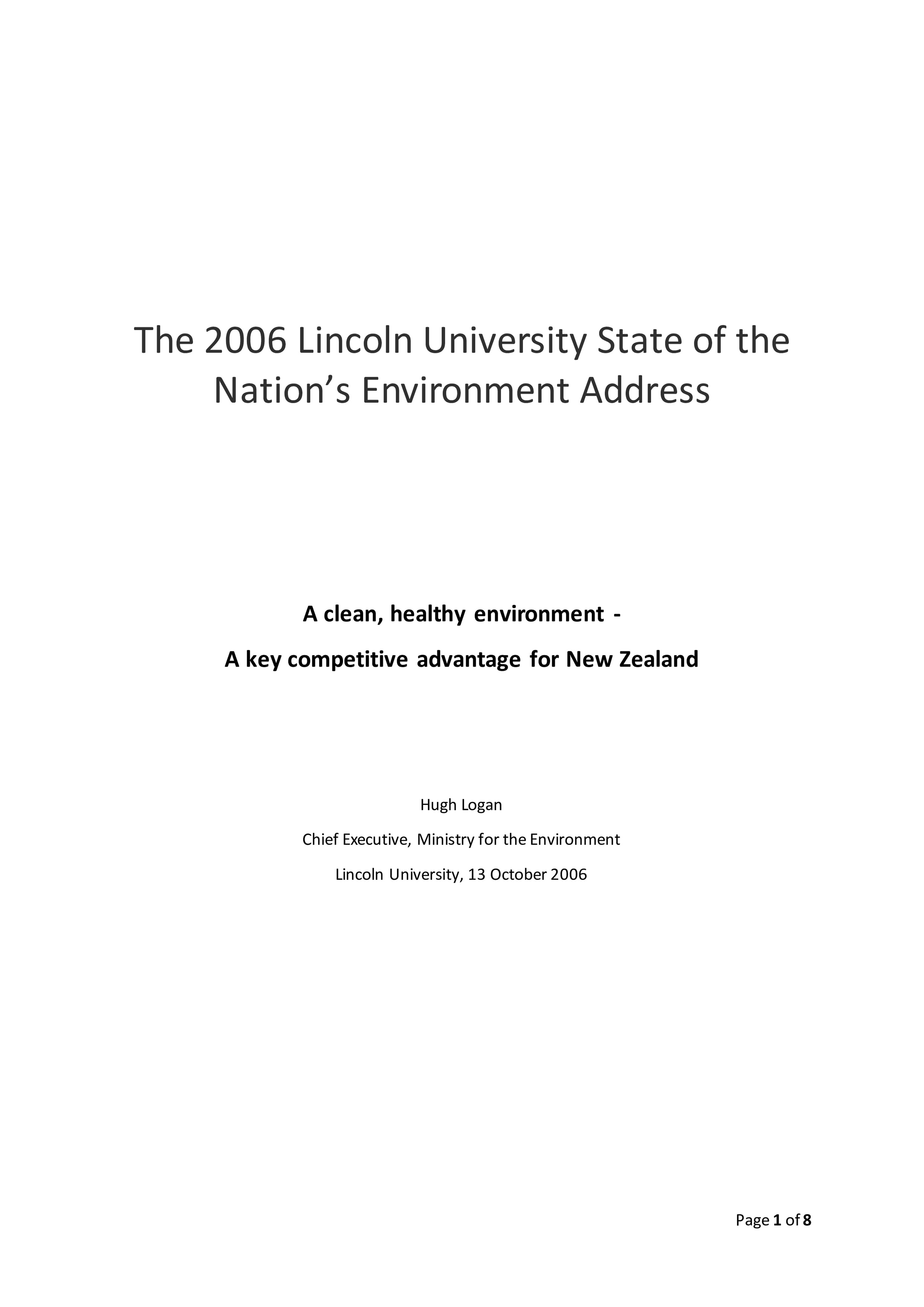 2006 
State of the Nation's Environment Address