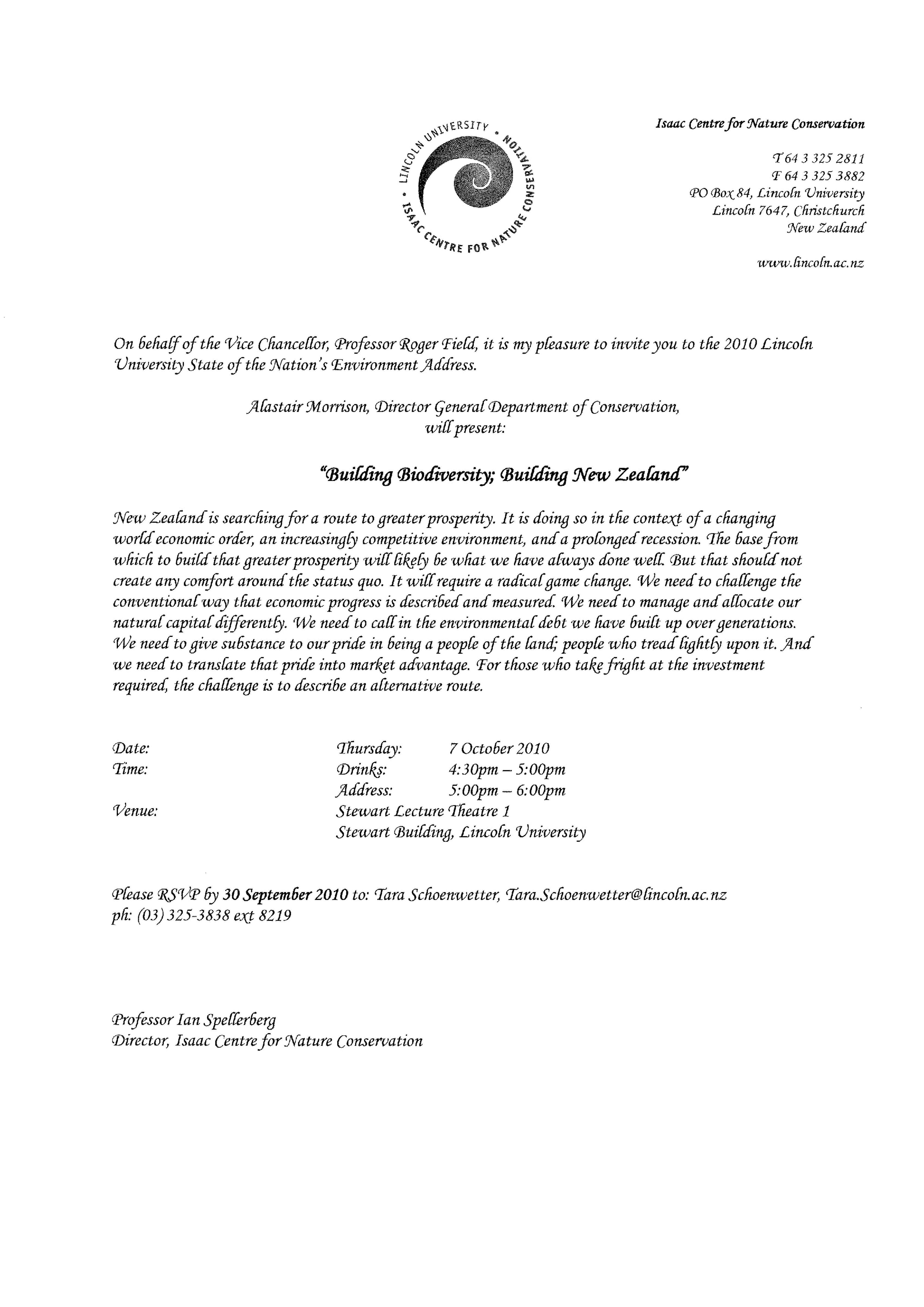 2010 State of the Nation's Environment Address Invitation