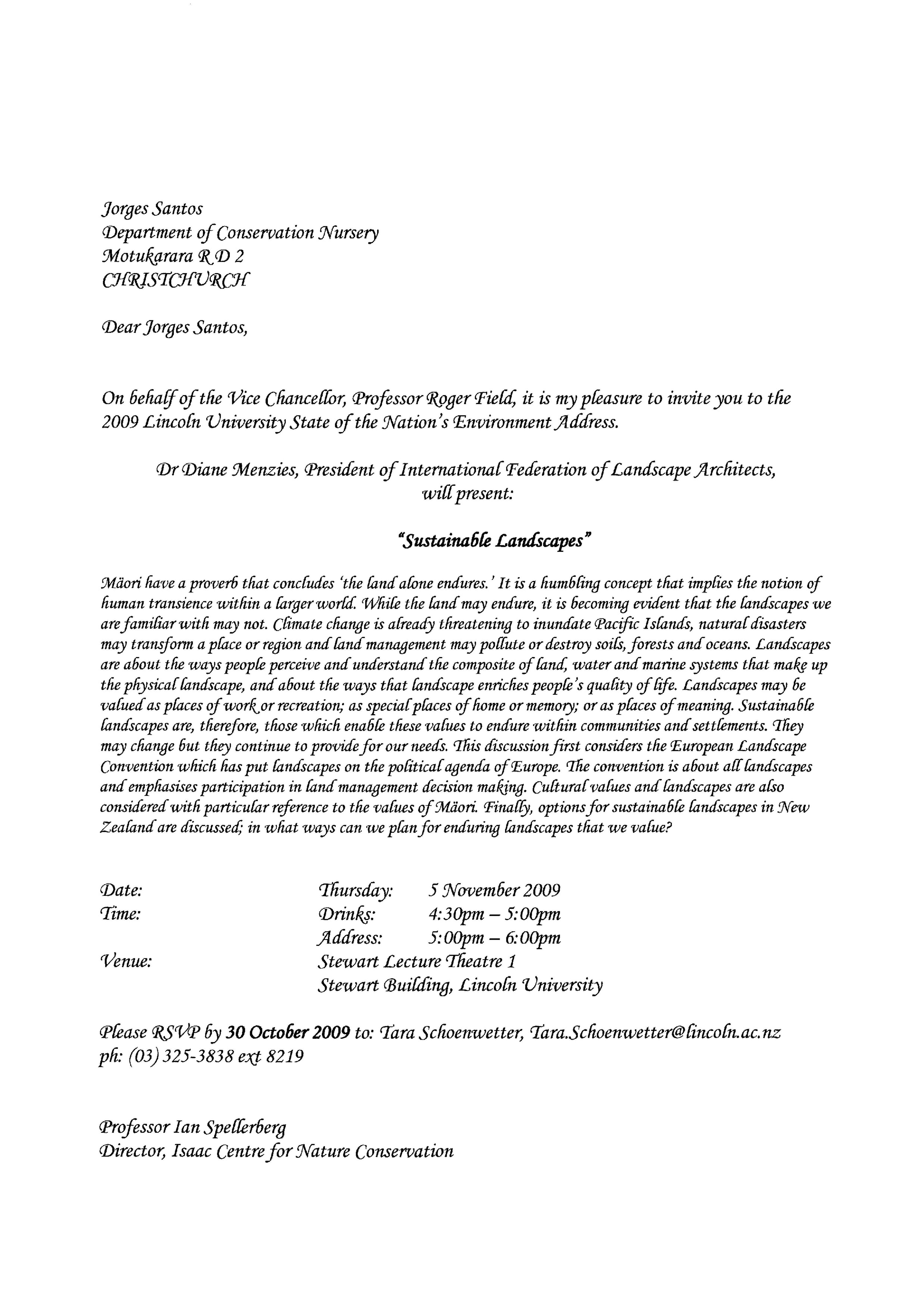 2009 State of the Nation's Environment Address Invitation