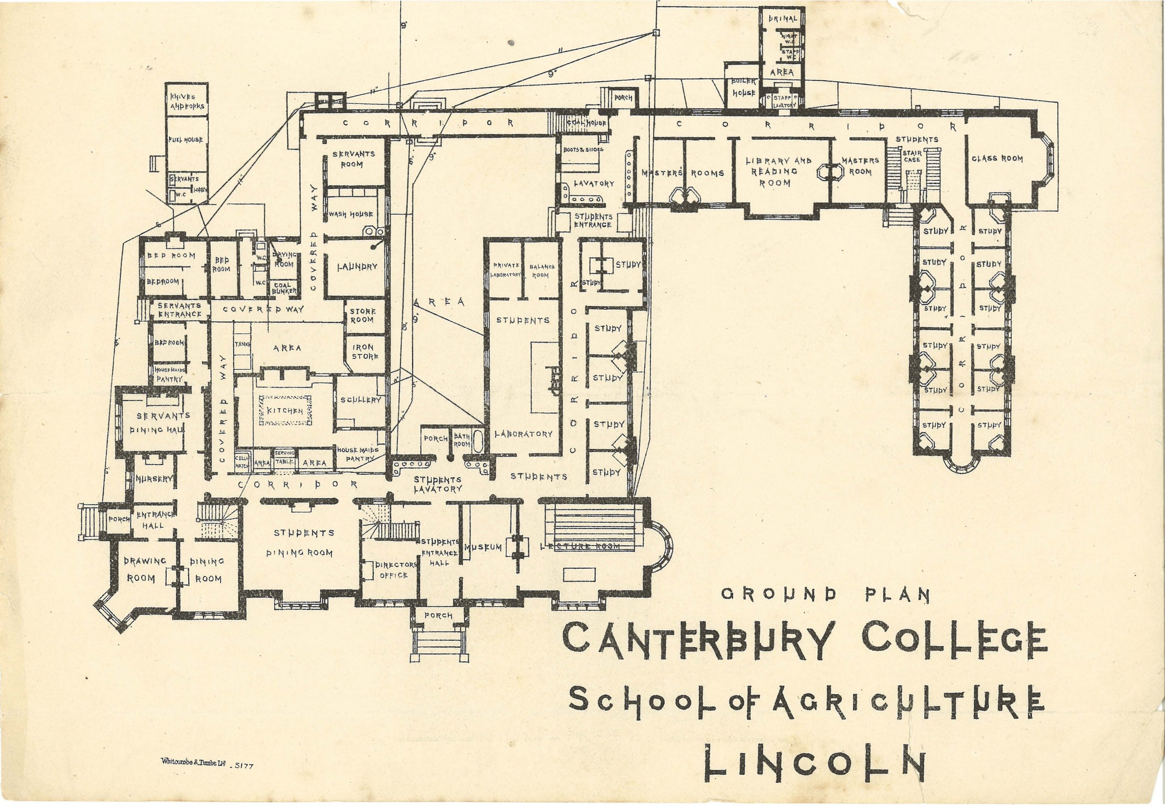 Canterbury Agricultural College ground floor plan c1880