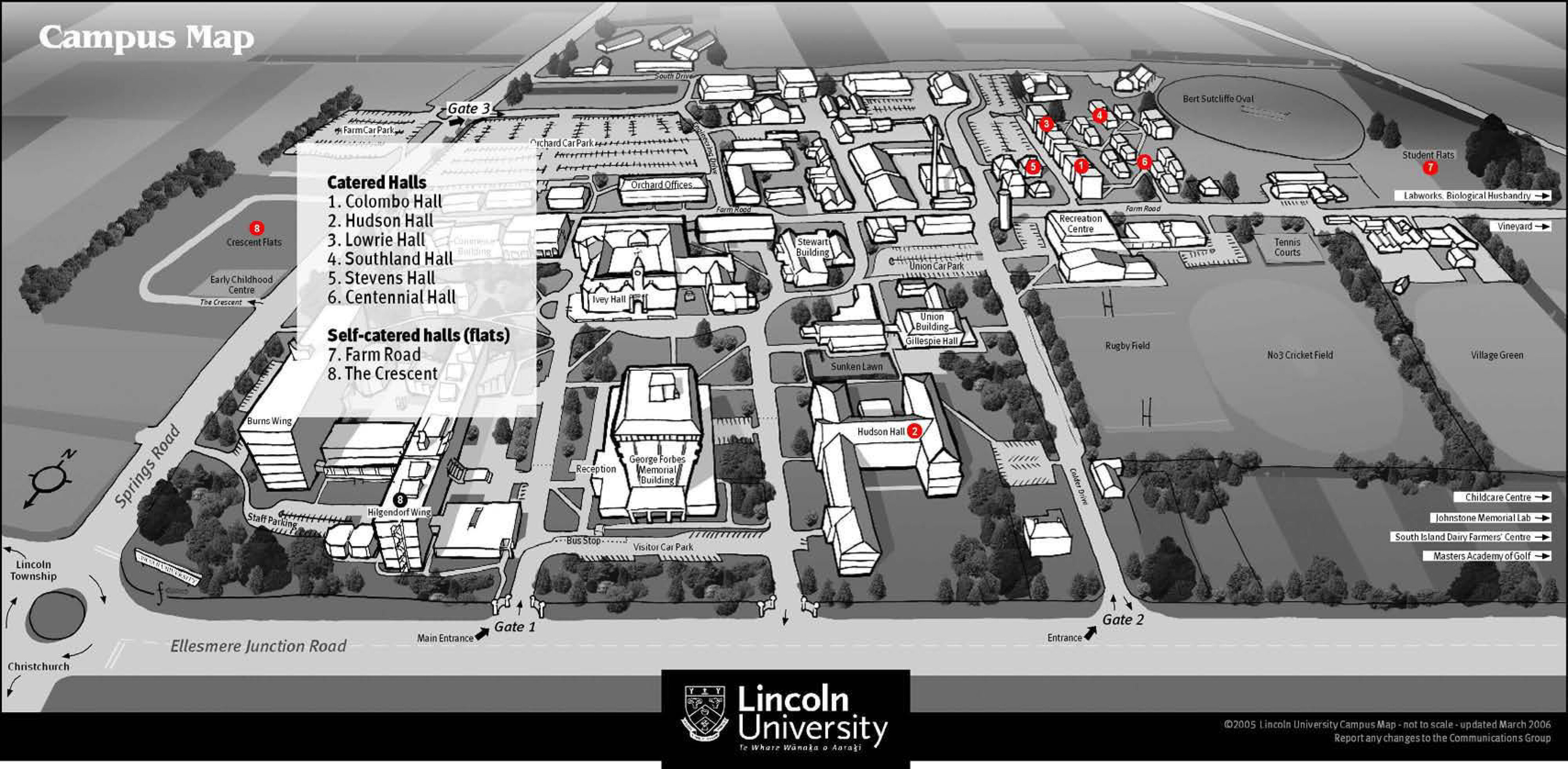2008 Halls of Residence Campus Map Lincoln University