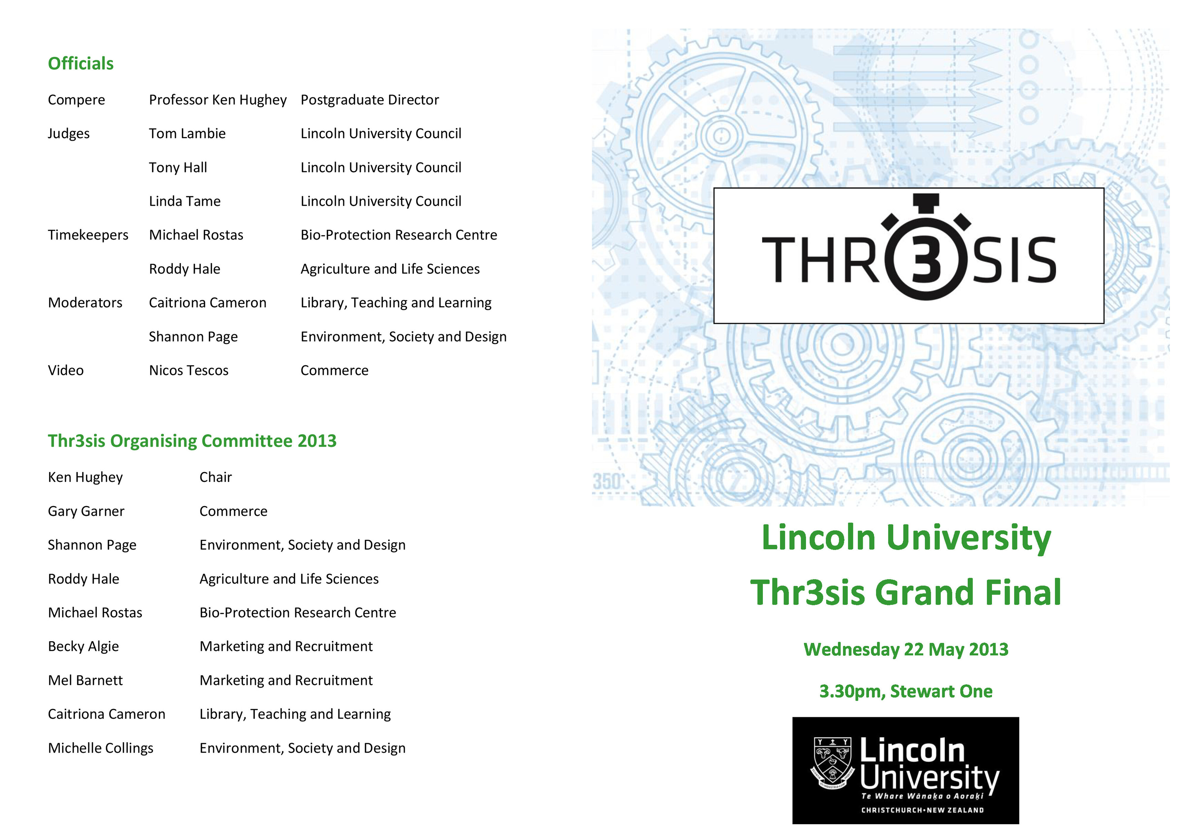 2013 Thr3sis Programme