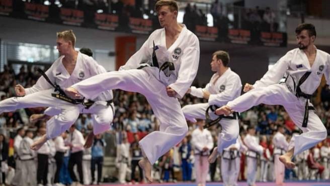 Calum in action, far right.