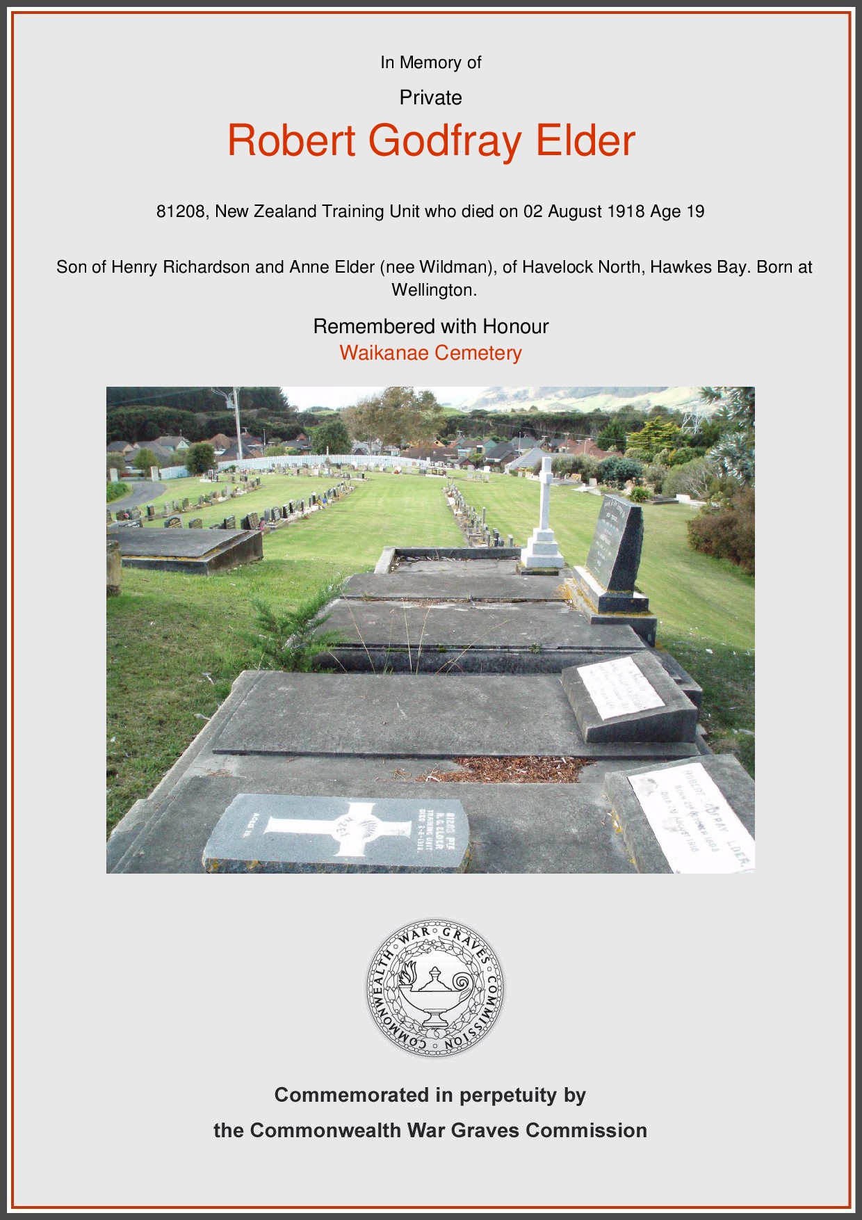 Certificate provided with kind permission of the Commonwealth War Graves Commission. http://www.cwgc.org