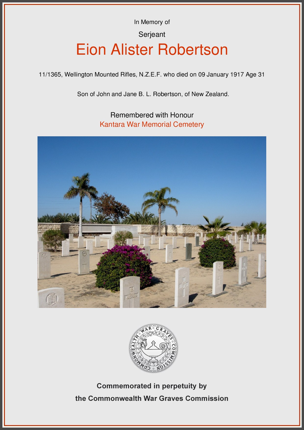 Certificate provided with kind permission of the Commonwealth War Graves Commission. http://www.cwgc.org