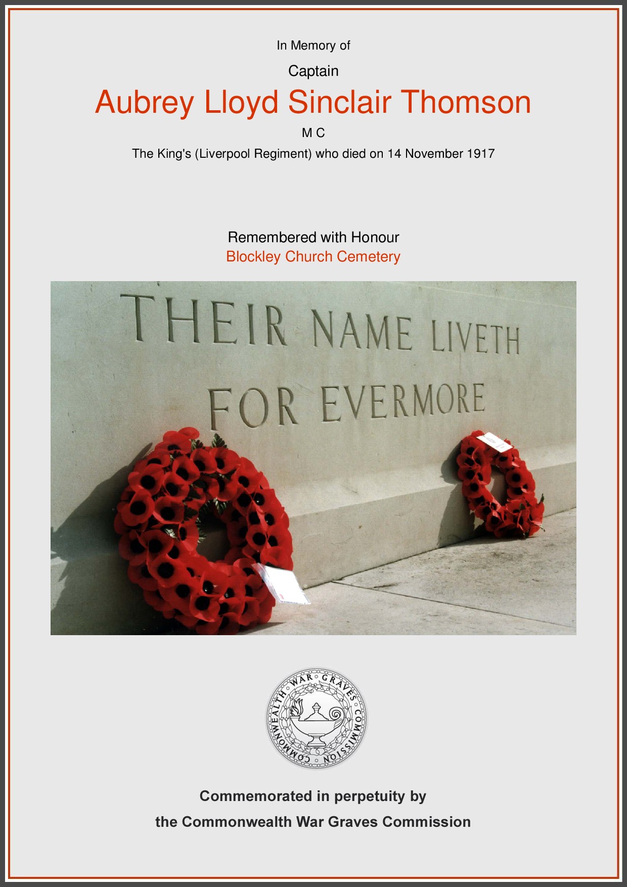 Certificate provided with kind permission of the Commonwealth War Graves Commission. http://www.cwgc.org