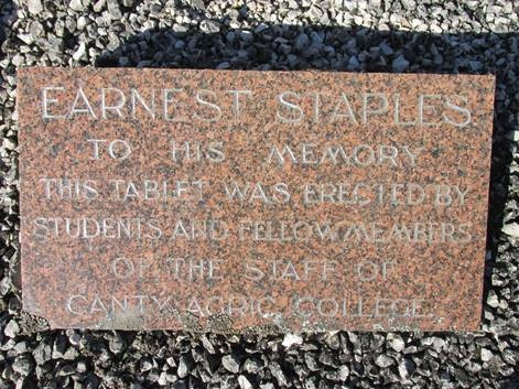 Earnest Staples Memorial Stone