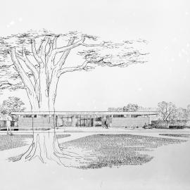 George Forbes Memorial Library (architectural sketch), before 5 November 1957
