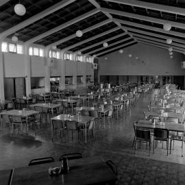 Interior of the refectory building at Canterbury Agricultural College, circa early 1960s