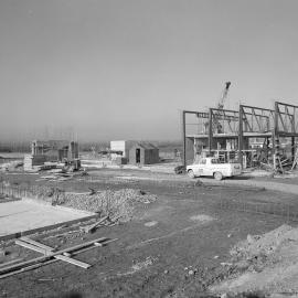Construction work adjacent to the Wool Research Building, 1964 (Blackmore neg 5123)