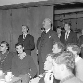 Sir Bernard Fergusson meets with students (Blackmore Neg 5148)