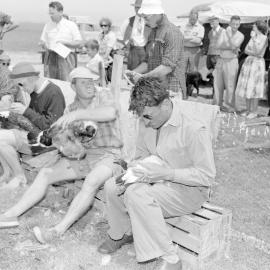 Students participating in a goose drive (Blackmore Neg 5190)