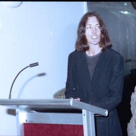 Daphne Brasell speaking during the 1994 Lincoln University Press' first book launch 02
