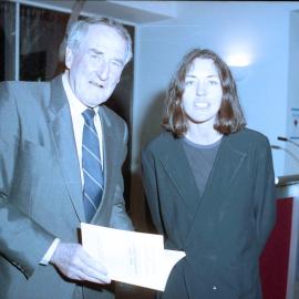 Malcolm Cameron and Daphne Brasell at the launching of Lincoln University Press' first book, 1994 01