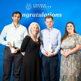 2025 Blues and Golds Awards: Gold winner, Dharmik Patel and Simon Tenbusch (Service Excellence)