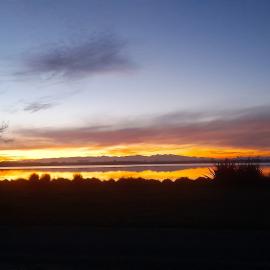 The last light on Te Waihora looking north towards Lincoln
