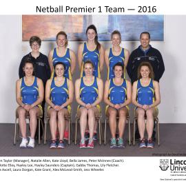2016 Netball Premier 1 Team