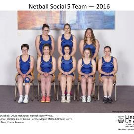 2016 Netball Social 5 Team