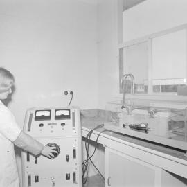 Laboratory equipment with HVE control console, Lincoln College, c.1950s–1960s