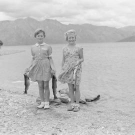 The daughters of Ron Blackmore with their fishing catch, c1960 (Blackmore Neg 5969)
