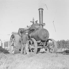 Steam traction engine, used in Canterbury Agriculture College c1960 (Blackmore Neg 5974)