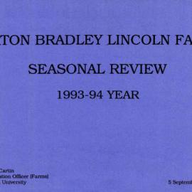 1993-94 Orton Bradley Lincoln Farm Seasonal Review