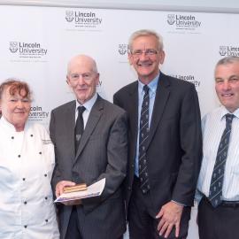 2016 Lincoln University Medal Award Ceremony at Te Kete Ika, Heather Watson, Ian Collins, Tom Lambie and Noel Hickford