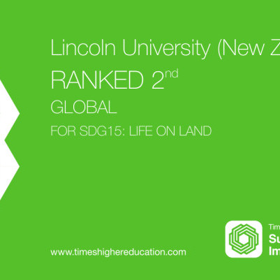 25 June 2026 
Lincoln University named world no. 2 for Life On Land in 2026 THE Impact Ratings