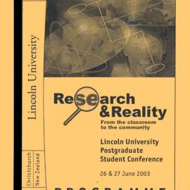 2003 Lincoln University Postgraduate Student Conference Programme Research & Reality 