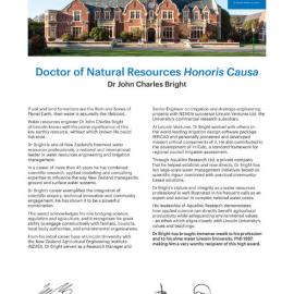 2026 Honorary Doctorate in Natural Resources — Dr John Charles Bright