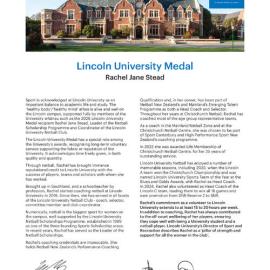 2026 Lincoln University Medal Citation - Rachel Jane Stead