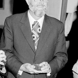 Roy Thornton, awarded the Bledisloe Medal, pictured holding the medal at the 1977 Lincoln College graduation ceremony.