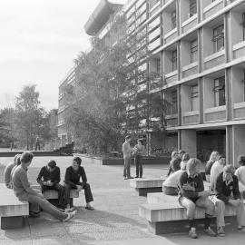 1981 Students Socialising outside Hilgendorf Building
