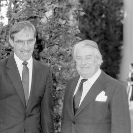 Bledisloe Medallist Colin James (Jas) McKenzie and Professor Bryan Philpot, May 1985