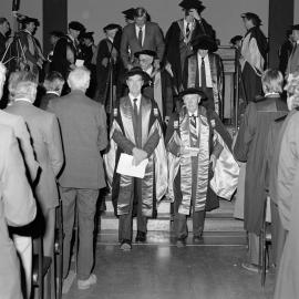 Professor B.J. Ross and Mr S.M. Hurst Departing the Graduation Ceremony, 1985 02