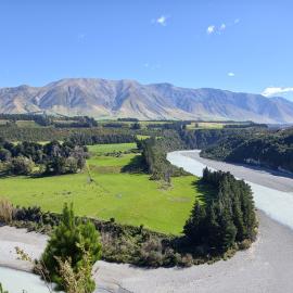 Farmland and Rakaia Gorge River Landscape