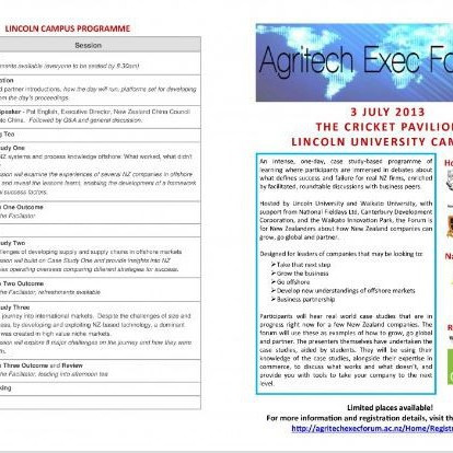 24 June 2013 
Lincoln University to host agri-business forum 